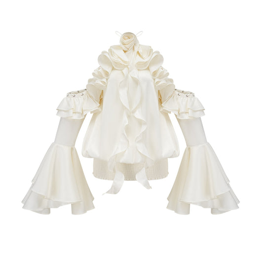 Fleur floral coldshoulder ruffled mini dress
