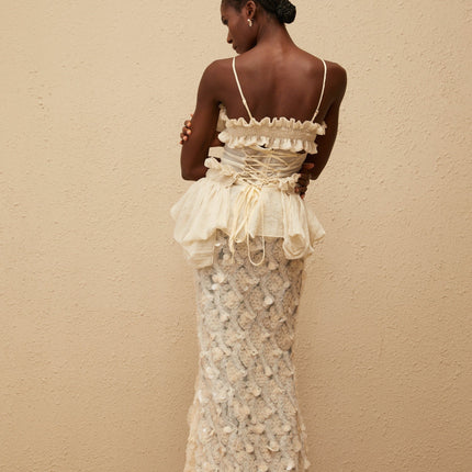 Flocon Neutral Mermaid Top & Skirt Set in Neutrals