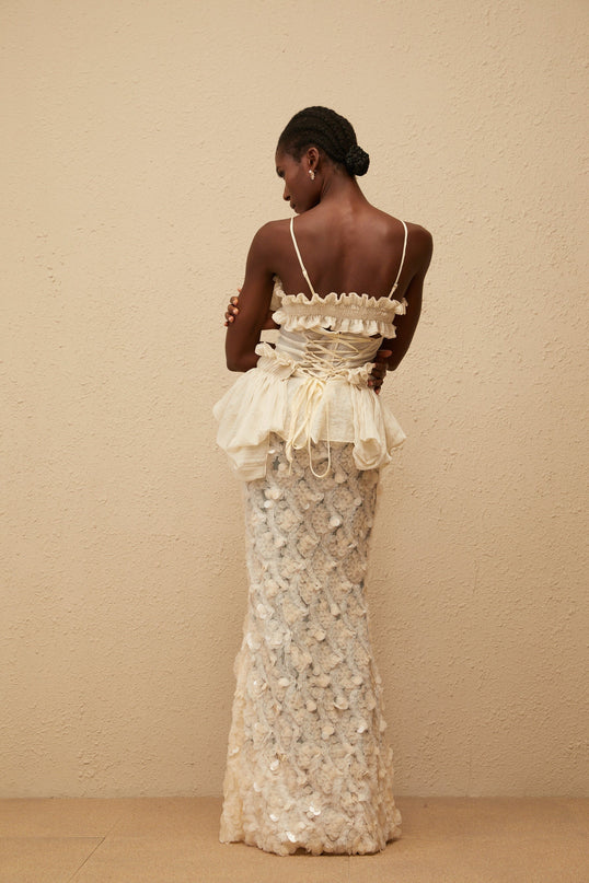Flocon Neutral Mermaid Top & Skirt Set in Neutrals