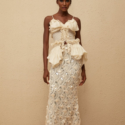 Flocon Neutral Mermaid Top & Skirt Set Neutrals