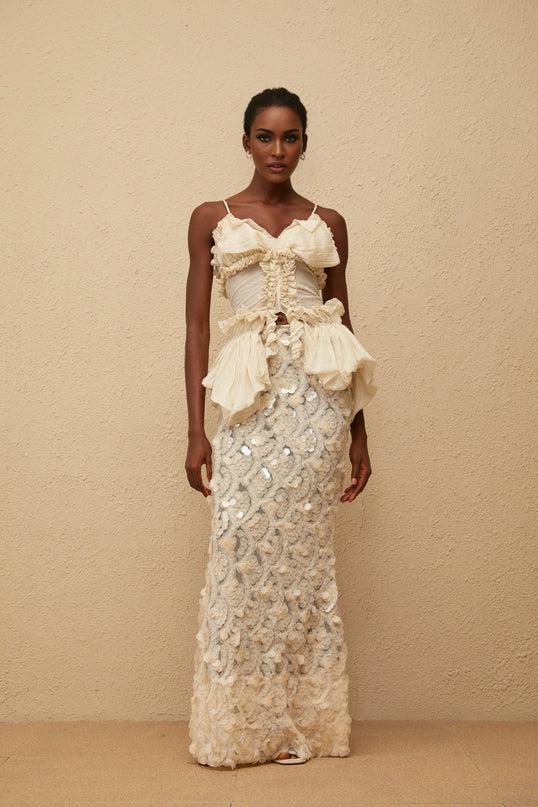 Flocon Neutral Mermaid Top & Skirt Set Neutrals