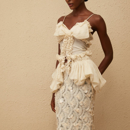 Flocon Neutral Mermaid Top & Skirt Set in Neutrals