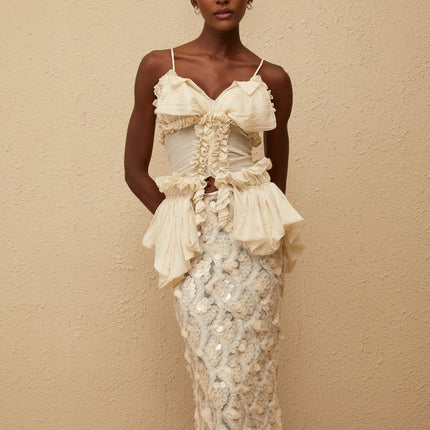 Flocon Neutral Mermaid Top & Skirt Set in Neutrals