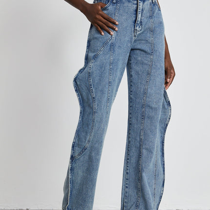 Flora Blue High-Waisted Wide Leg Jeans