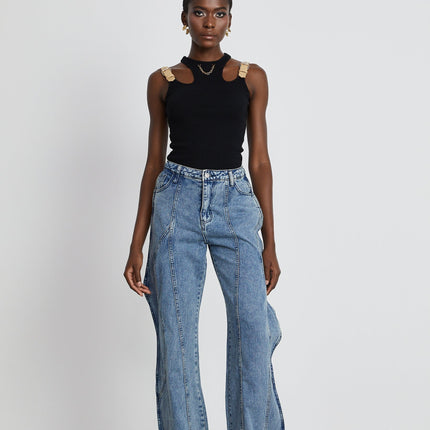 Flora Blue High Waisted Wide Leg Jeans