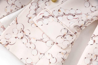 Floral Pattern Gold - Buttoned Blazer - Pink