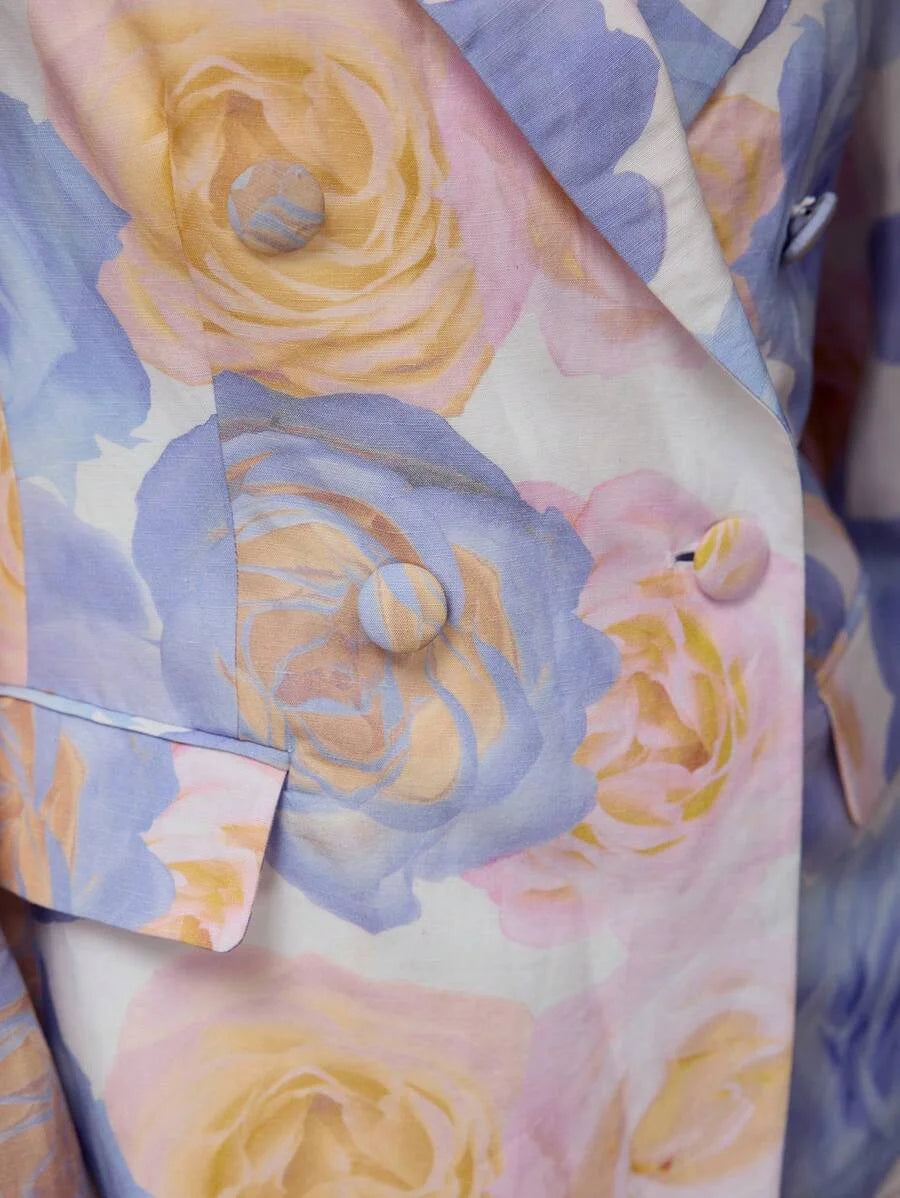FLORAL PRINT DOUBLE BUTTON BLAZER