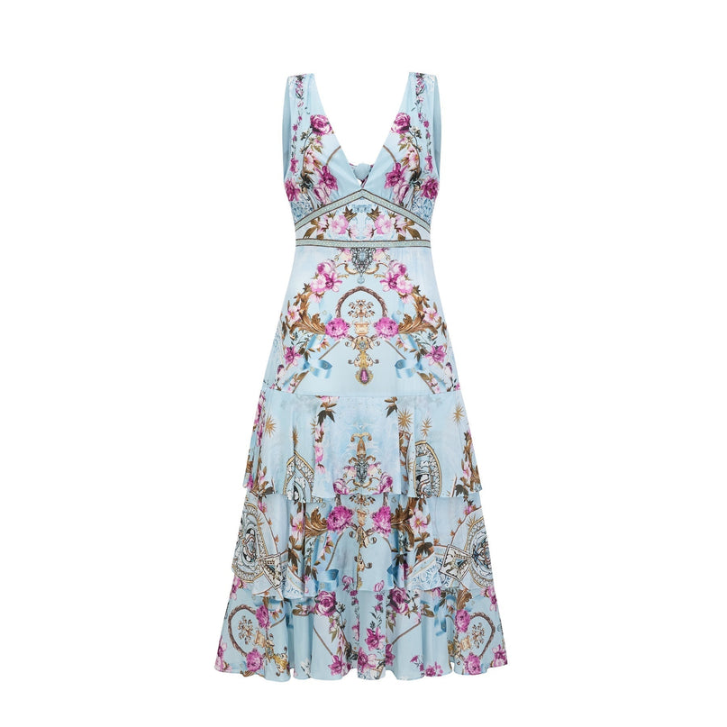 Floral print midi dress in Victoire style
