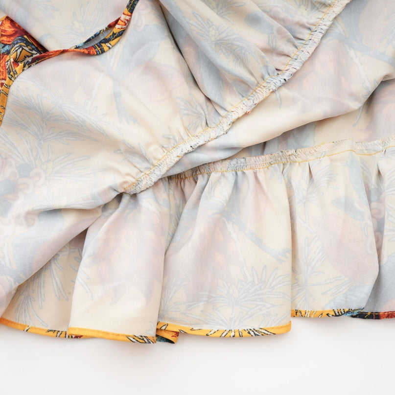 Floral print midi dress with tiered ruffles called Apolline