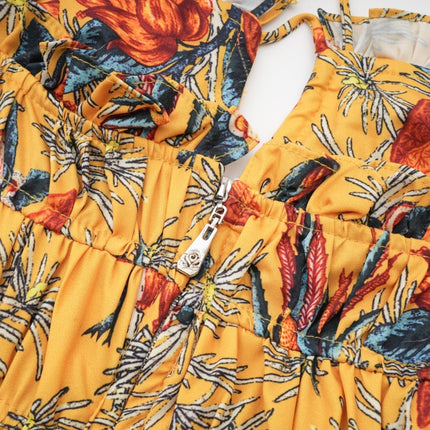 Floral print midi dress with tiered ruffles named Apolline