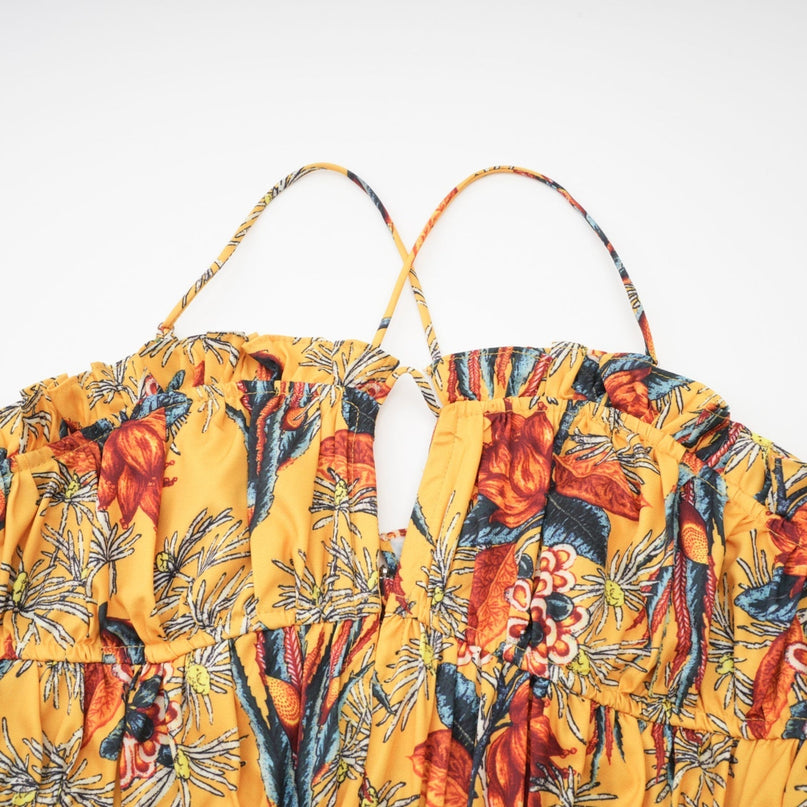 Floral print midi dress with tiered ruffles named Apolline