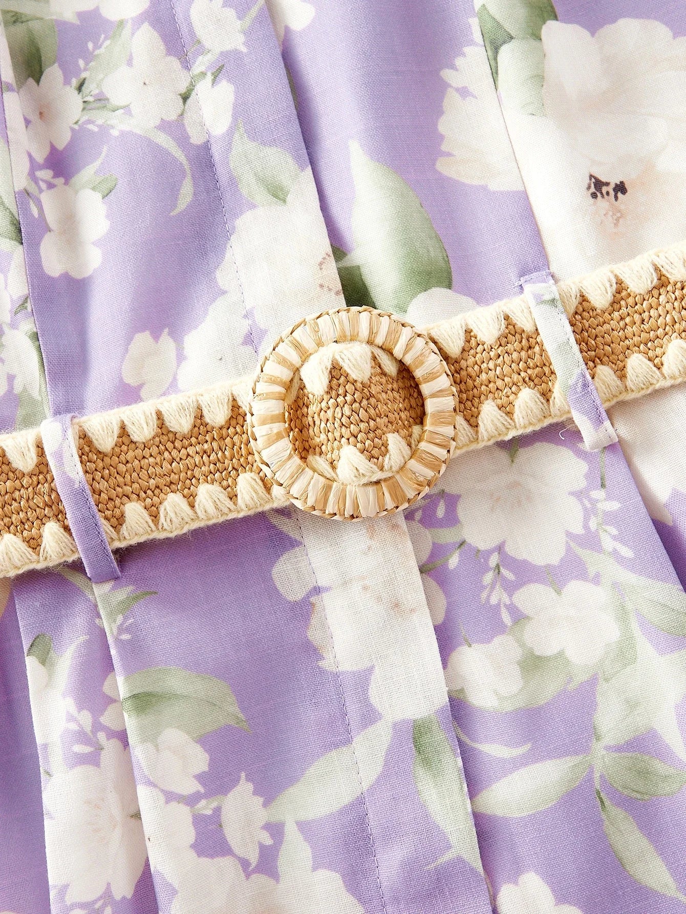 FLORAL PRINT OPEN BACK SLEEVELESS HALTER ROMPER WITH BELT