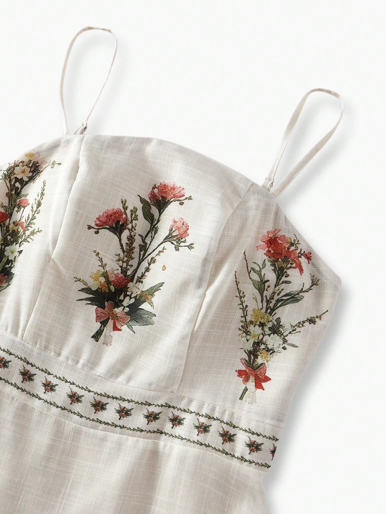 FLORAL PRINT RUFFLE HEM CAMI DRESS