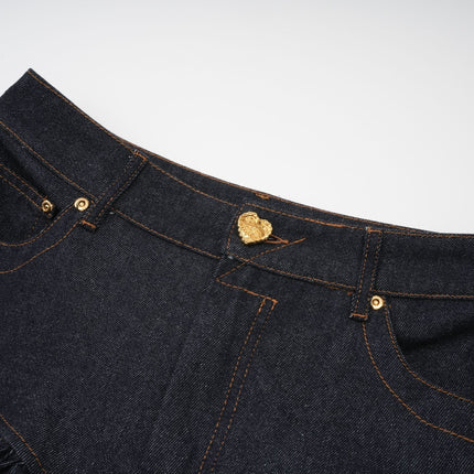Florence Indigo Blue Ruffled Denim Mini Skirt