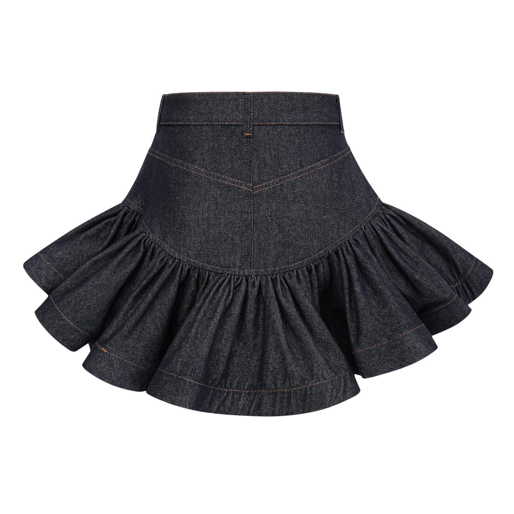 Florence Indigo Blue Ruffled Denim Mini Skirt