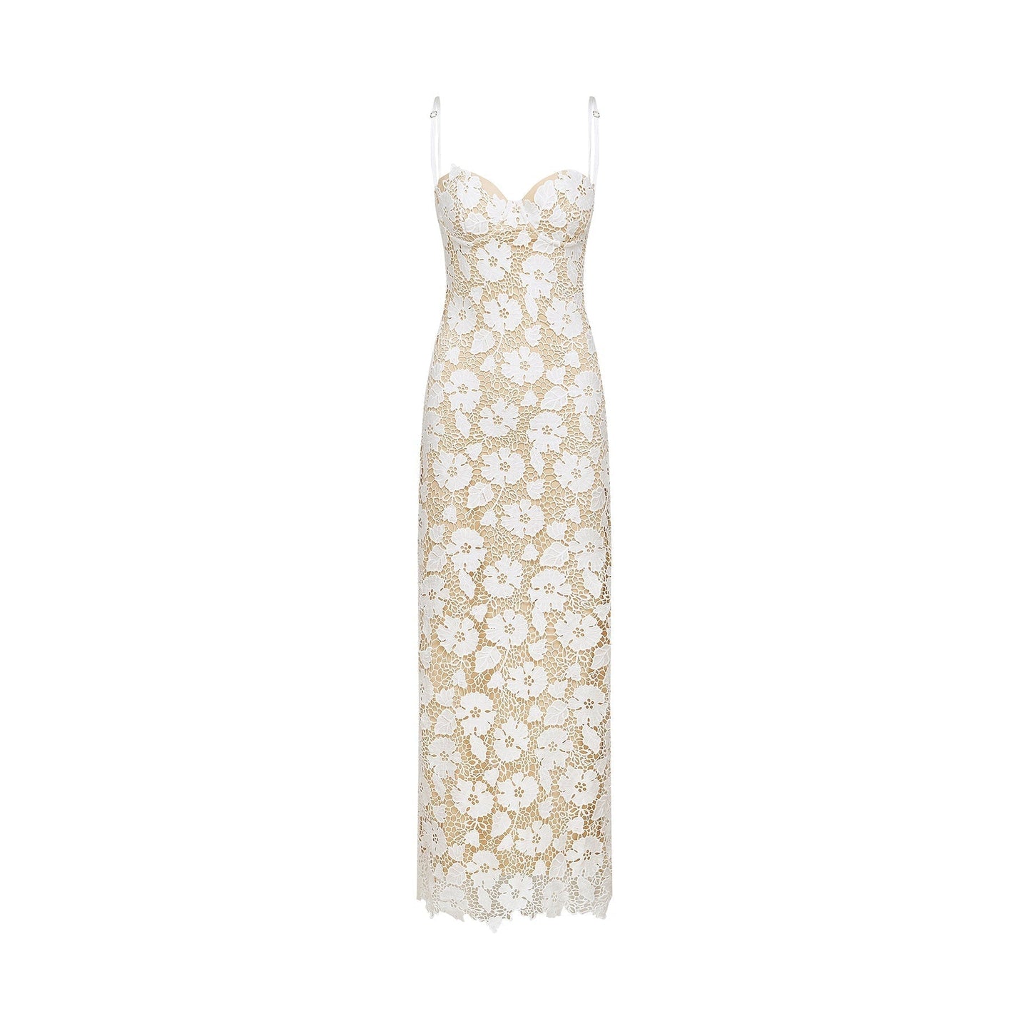 Florence midikleid floral embroidery dress white background