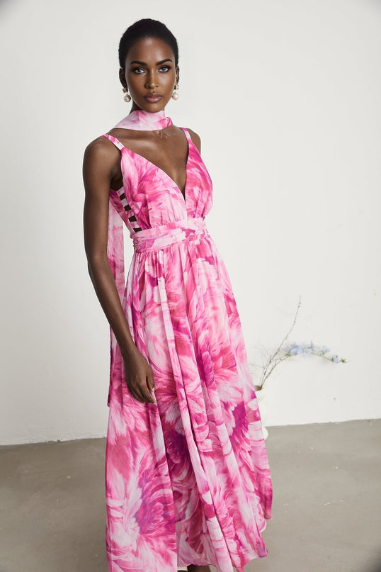 Florence Vneck floral maxi dress