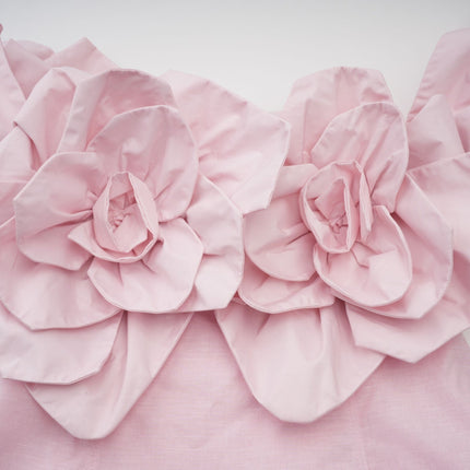 Fortuna Pink Off-Shoulder Midi Dress with 3D Petal Detailing