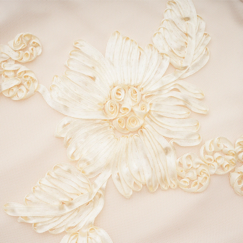 Franca Dress With Floral Embroidery Neutrals
