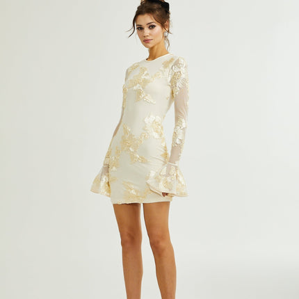 Franca Neutrals Floral Embroidered Dress