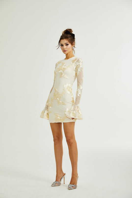 Franca Neutrals Floral Embroidered Dress