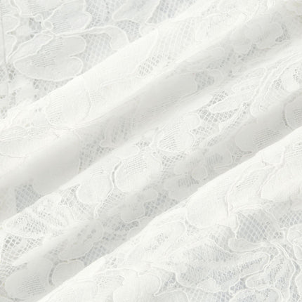 Franca White Lace Trim Flounce Hem Midi Dress