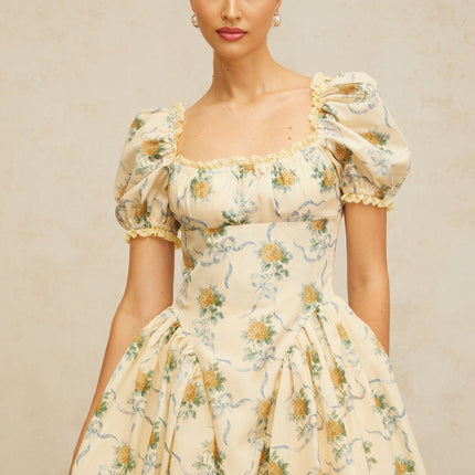 Franca Yellow Floral Mini Dress