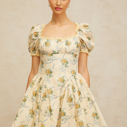Franca Yellow Floral Mini Dress