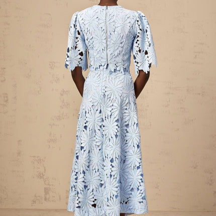 Frances Blue Guipure Lace Skirt Top Set