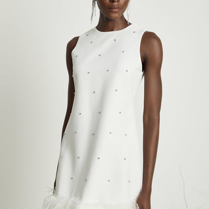Frances White Crystal Embellished Mini Dress