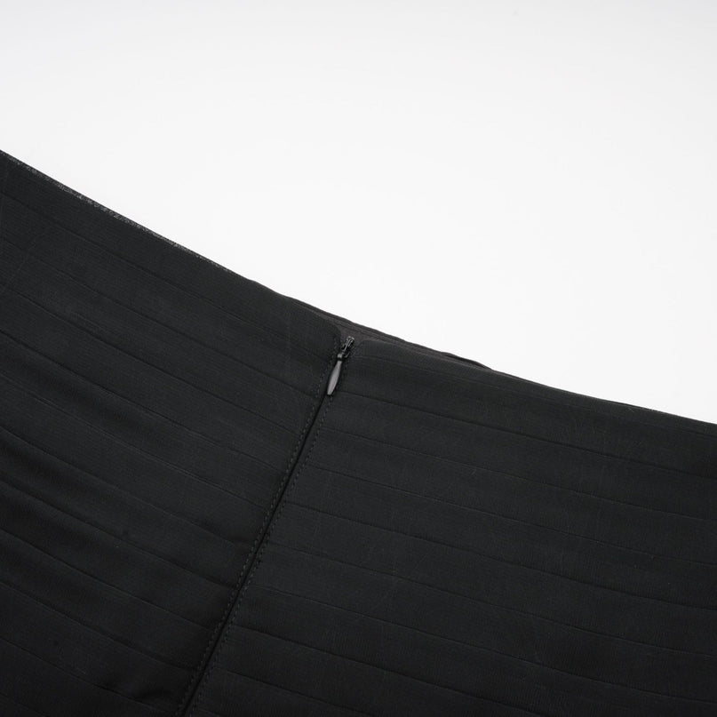 Francesca Black Maxi Dress with Tulle Pleat Ruched and Ruffled details in 100% Polyester