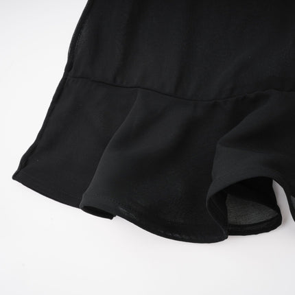 Francesca Black Tulle Pleat Ruched Ruffled Maxi Dress