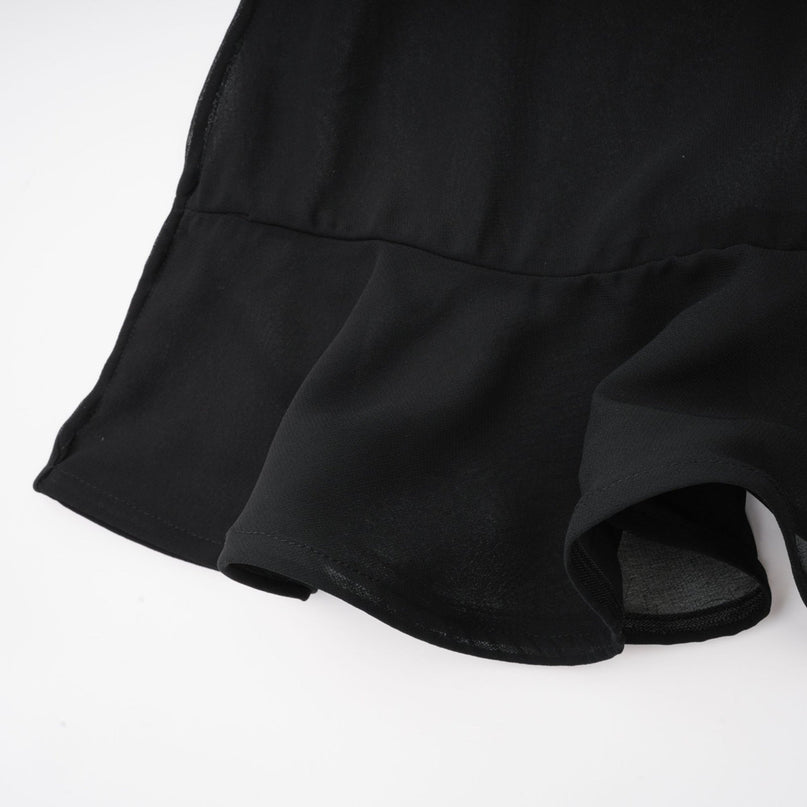 Francesca Black Tulle Pleat Ruched Ruffled Maxi Dress