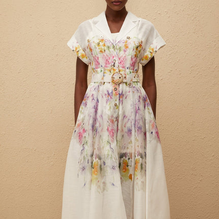 Françoise White Floral Print Midi Dress