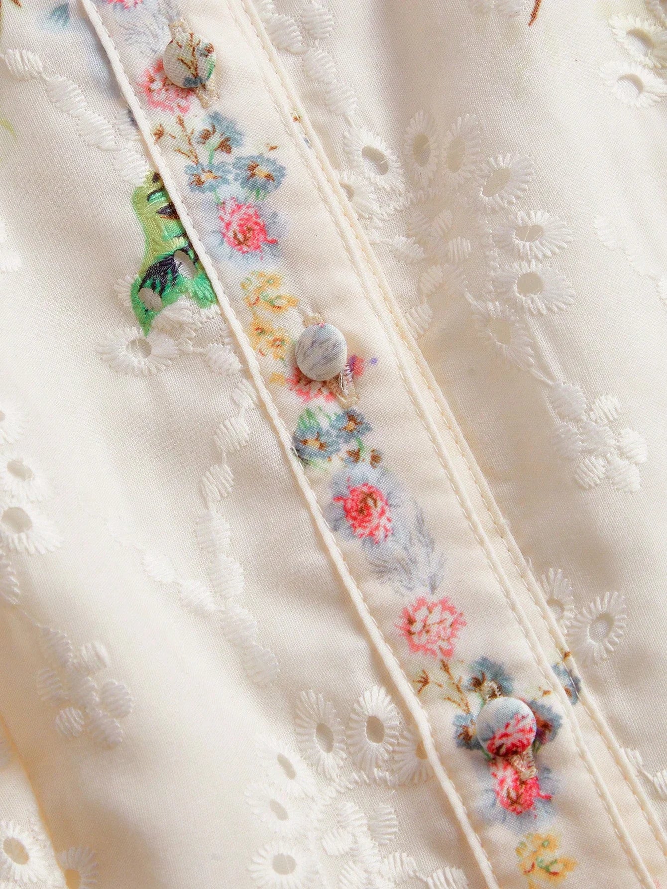 French SingleBreasted Lantern Sleeve Notched Collar Placement Print Loose Waist Belt Long Dress