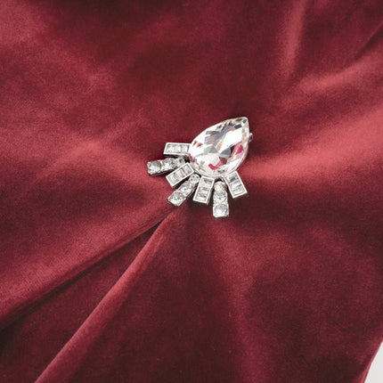 Freya Red Velvet Mini Dress with Faux-Fur Collar and Diamond Decoration