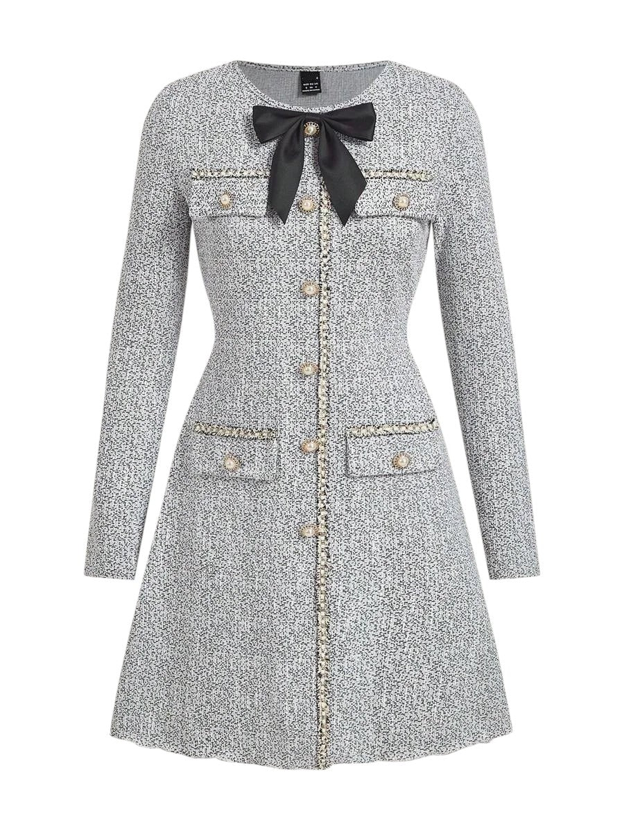 Front Bow Decoration Small Fragrant Apricot Color Party Dress Elegant Dress Party Dress Winter