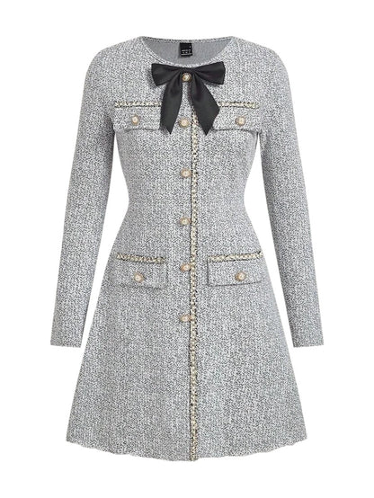 Front Bow Decoration Small Fragrant Apricot Color Party Dress Elegant Dress Party Dress Winter