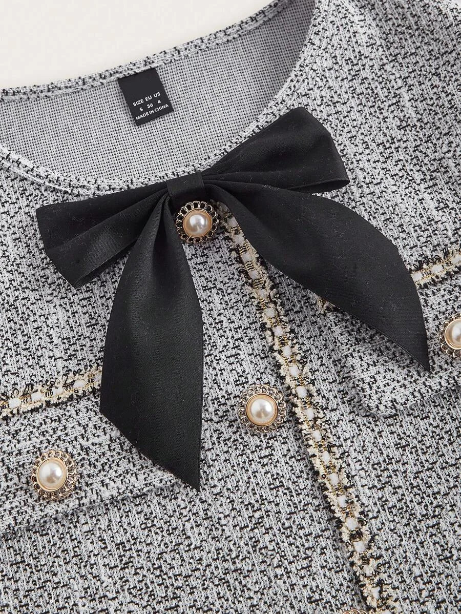 Front Bow Decoration Small Fragrant Apricot Color Party Dress Elegant Dress Party Dress Winter