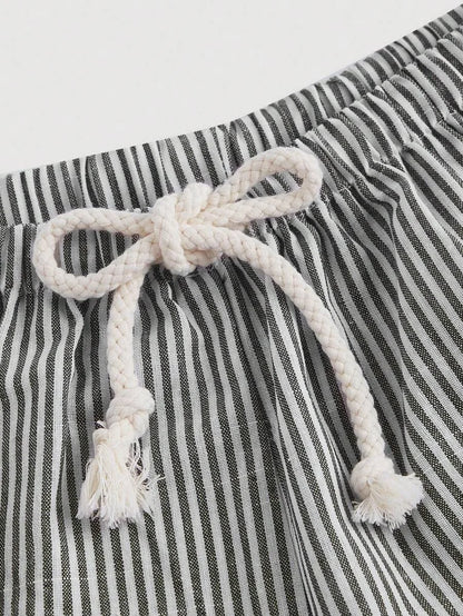 Front Tie Striped Straight Leg Pants Casual Daily Wear