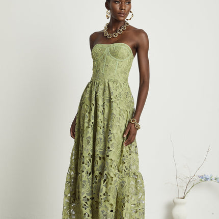 Gabriella Green Floral Midi Dress elegance sophistication allure charm grace allure luxury comfort style