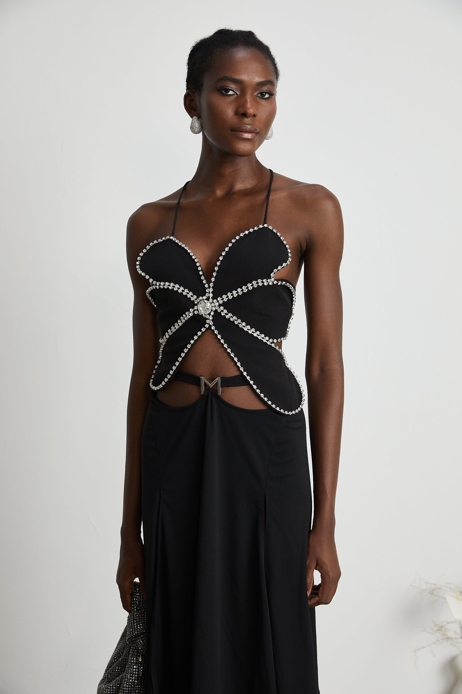 Gabrielle flower crystaltrim top