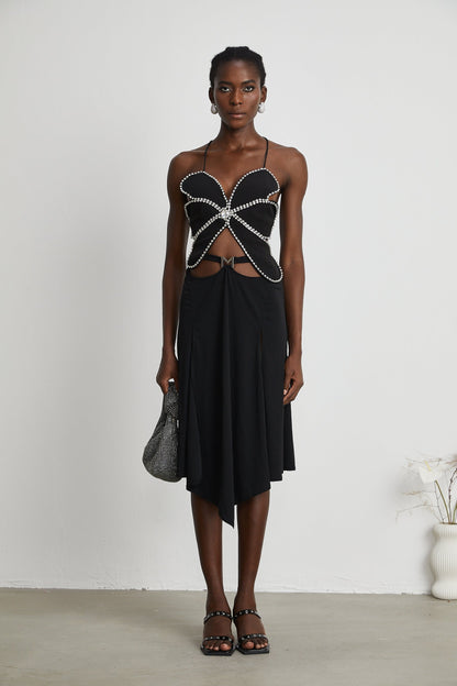 Gabrielle flower crystaltrim top
