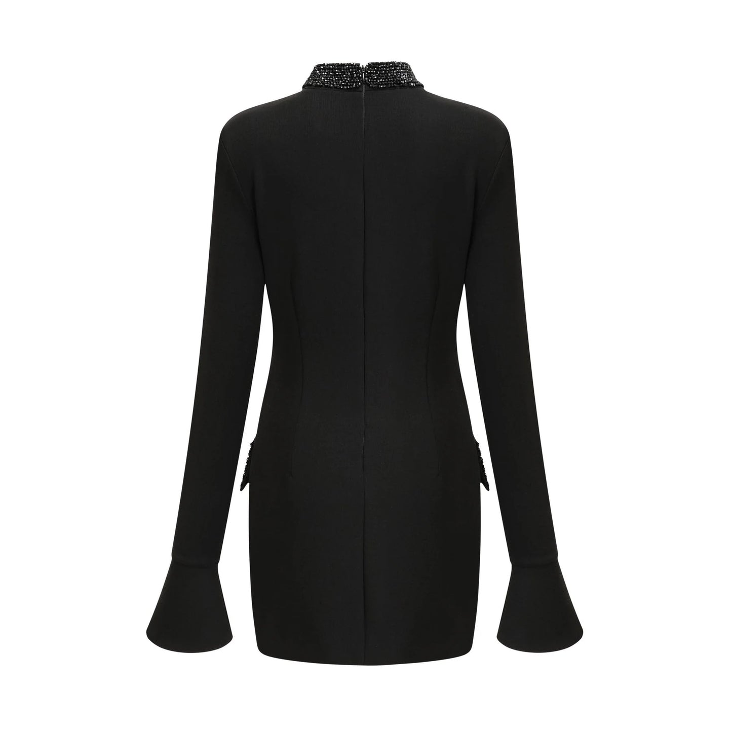 Gaëlle black embellished longsleeved dress