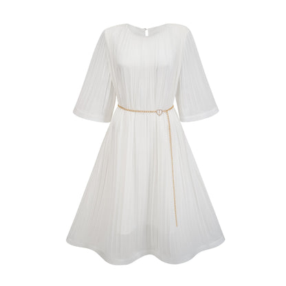 Gaëlle flaredsleeve pleated midi dress