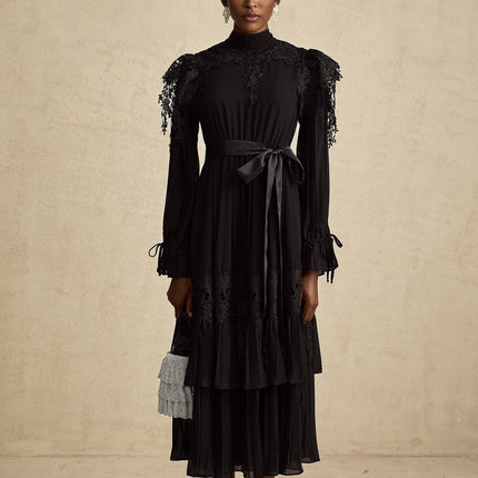 Gaetana Black Lace Midi Dress