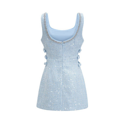 Gaetana Mini Dress Sequin Bow Embellished in Light Blue