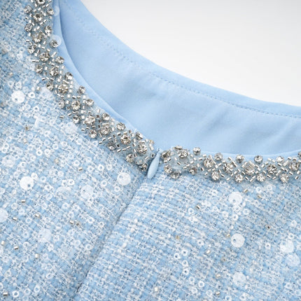 Gaetana Mini Dress Sequin Bow Embellished Light Blue