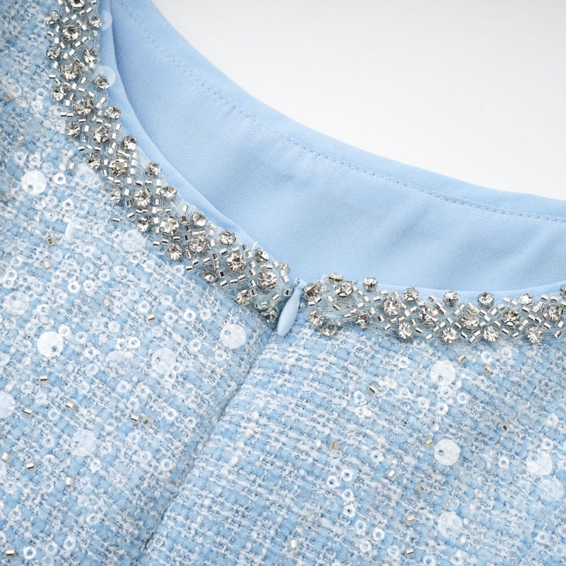 Gaetana Mini Dress Sequin Bow Embellished Light Blue