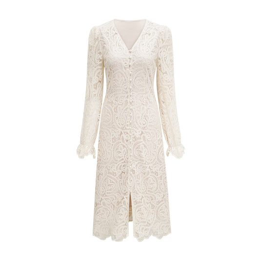 Galatea white lace longsleeve dress